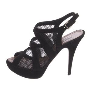 ALAÏA Black Suede Mesh Cutout Slingback Heels | IT 36.5 (US 6.5) | Sculptural